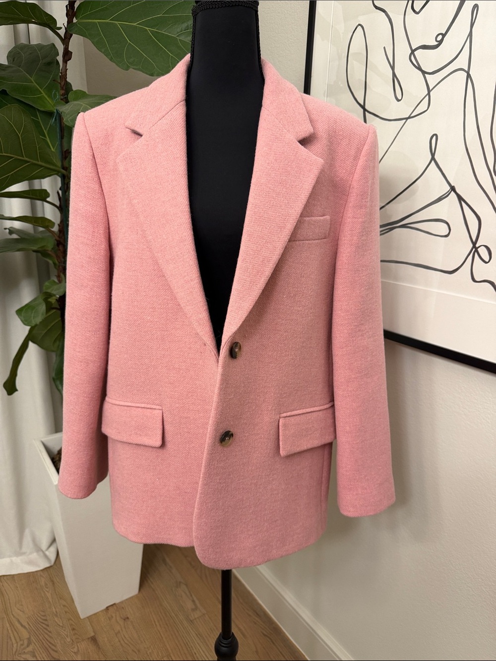 Zara Women’s Pink Wool-Blend Blazer (oversize small)